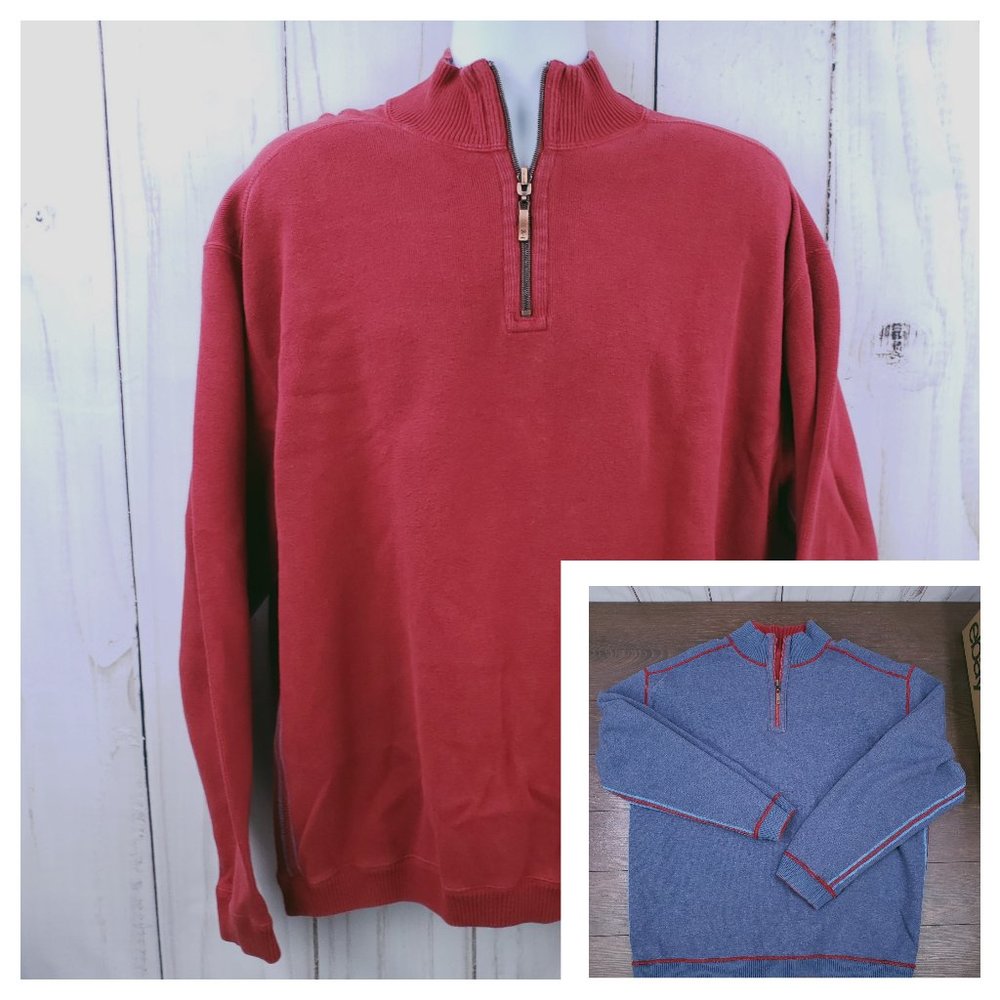 TOMMY BAHAMA 1/4 Zip Reversible‎ Pullover Sweater
